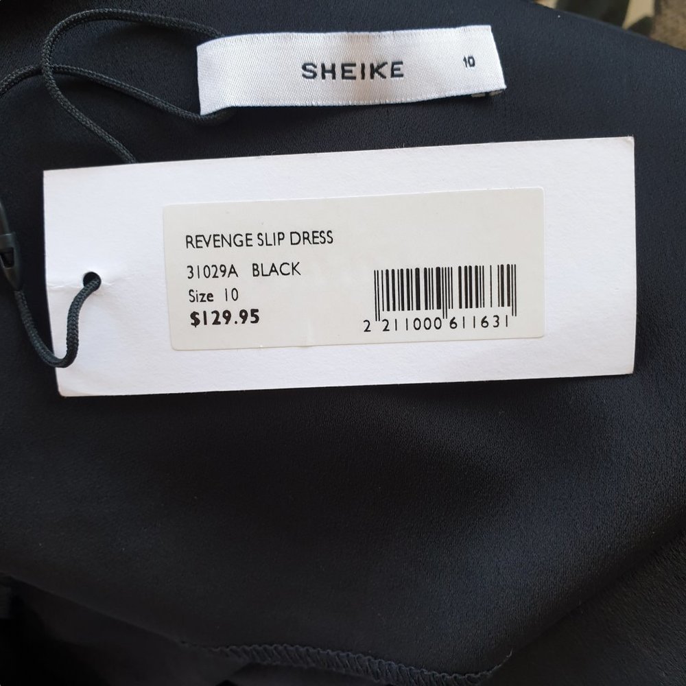 Sheike BNWT | Size 10 | Black Revenge Slip Dress Spaghetti Strap Side Slit Belt - Picture 9 of 10